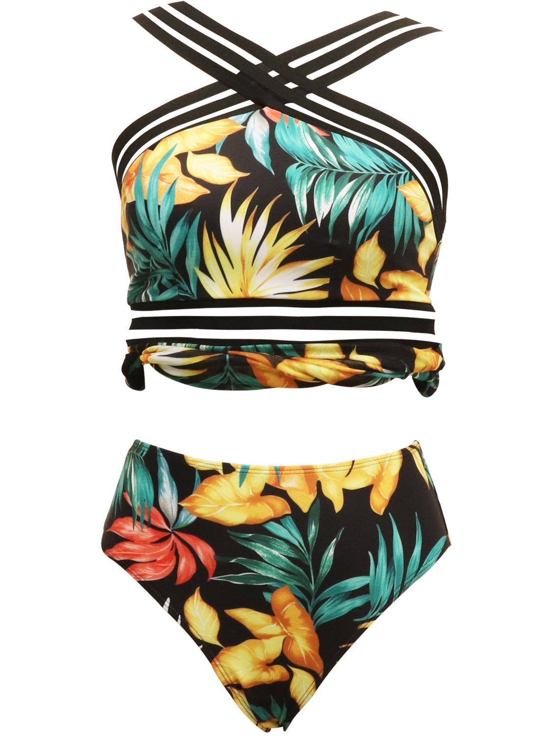 Cutout Printed Two-Piece Swim Set - felvior