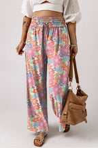 Drawstring High Waist Printed Wide leg Pants