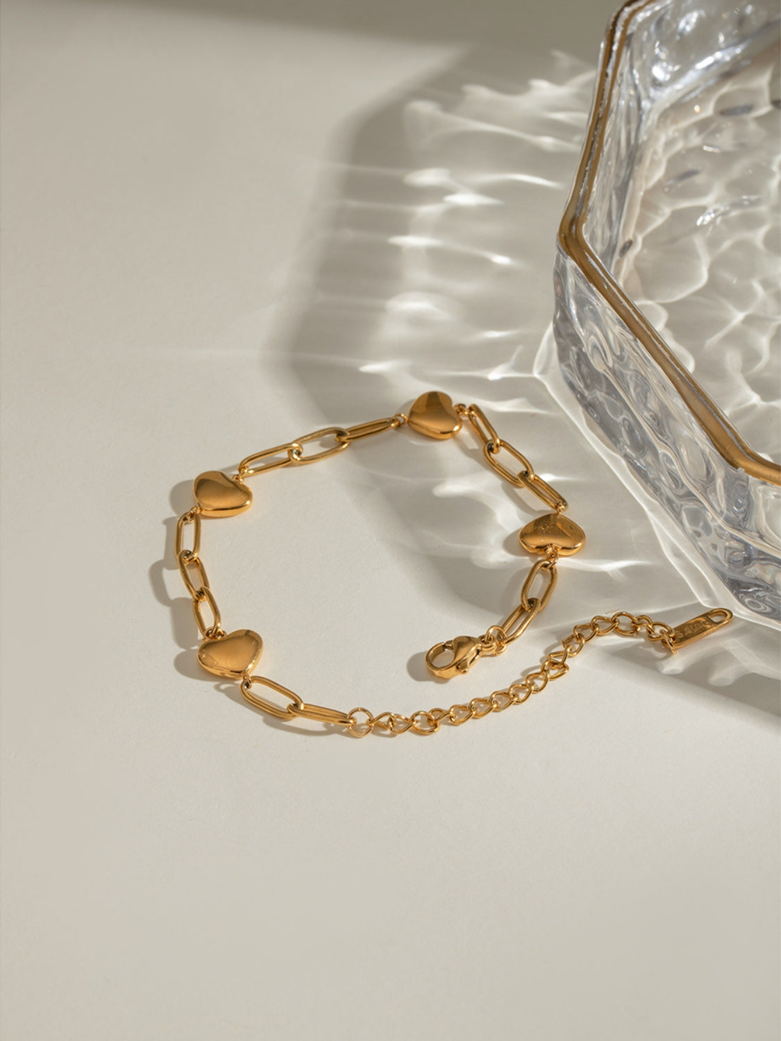 18K Gold-Plated Stainless Steel Heart Bracelet - felvior