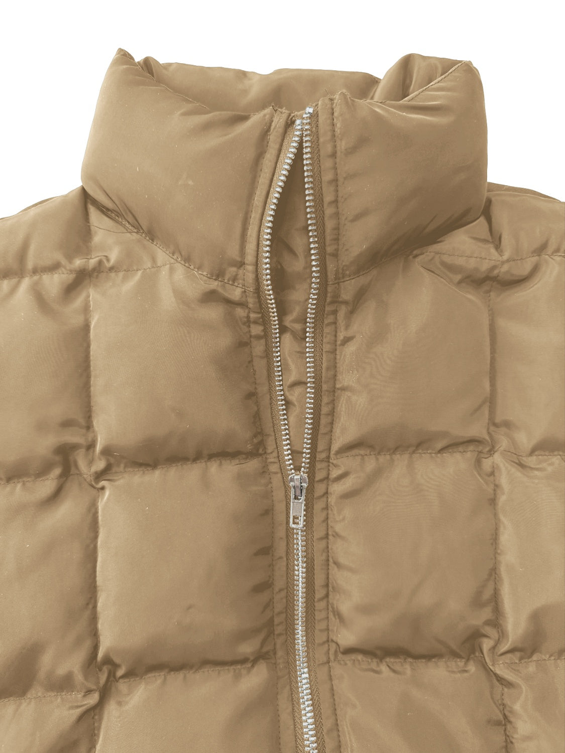 Pocketed Plaid Quilted Zip Up Winter Coat - felvior