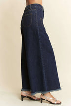 Davi & Dani Patch Pocket Wide Leg Culotte Jeans