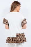 Celeste Full Size Animal Print Asymmetrical Top with Ruffle Sleeves Plus Size - felvior