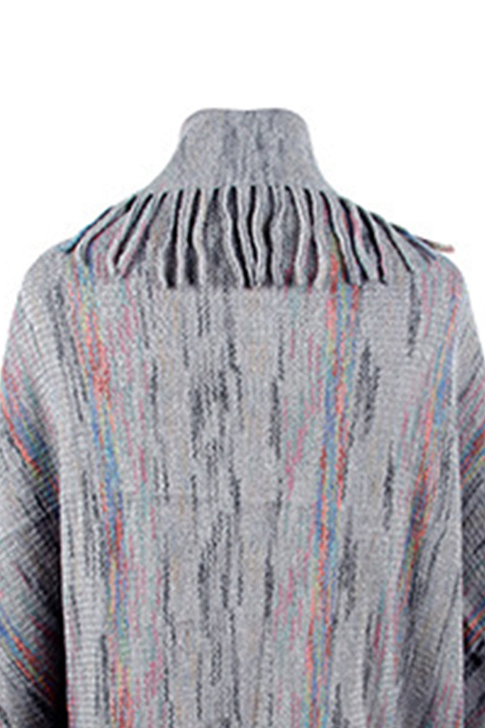 Fringe Detail Printed Poncho - felvior