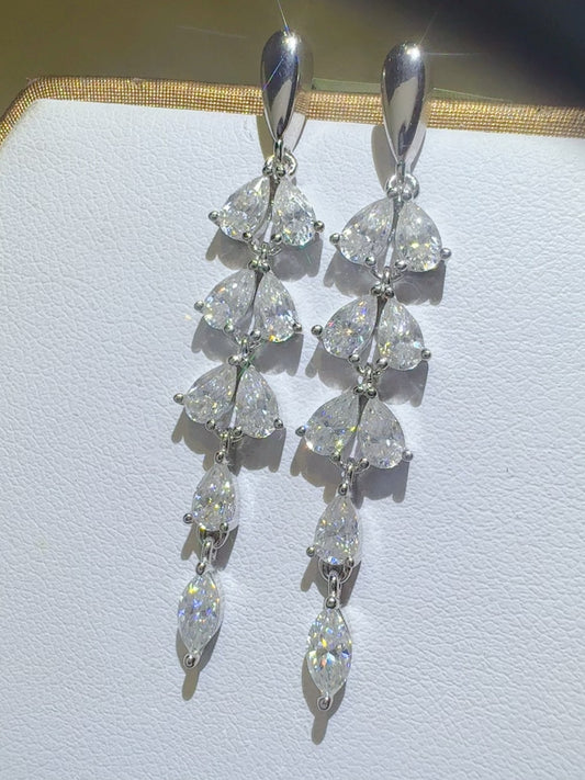 6 Carat Moissanite 925 Sterling Silver Bar Earrings - felvior