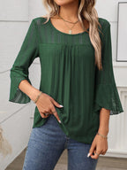 Round Neck Three-Quarter Sleeve Top