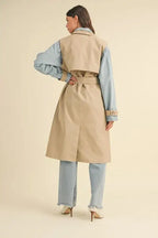 MABLE Layered Look Trench Coat With Denim Jacket