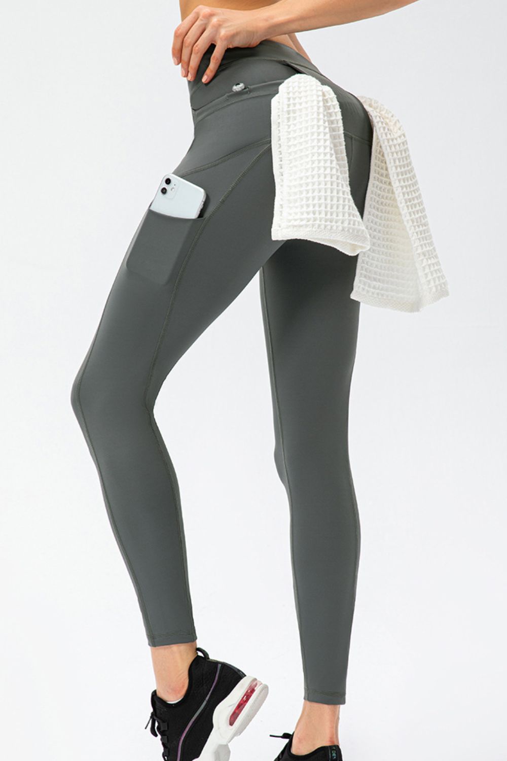 Full Size Slim Fit High Waist Long Sports Pants with Pockets - felvior