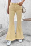 Raw Edge Mid Waist Flared Jeans