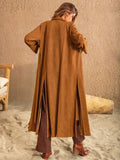 Slit Tied Collared Neck Longline Coat - felvior