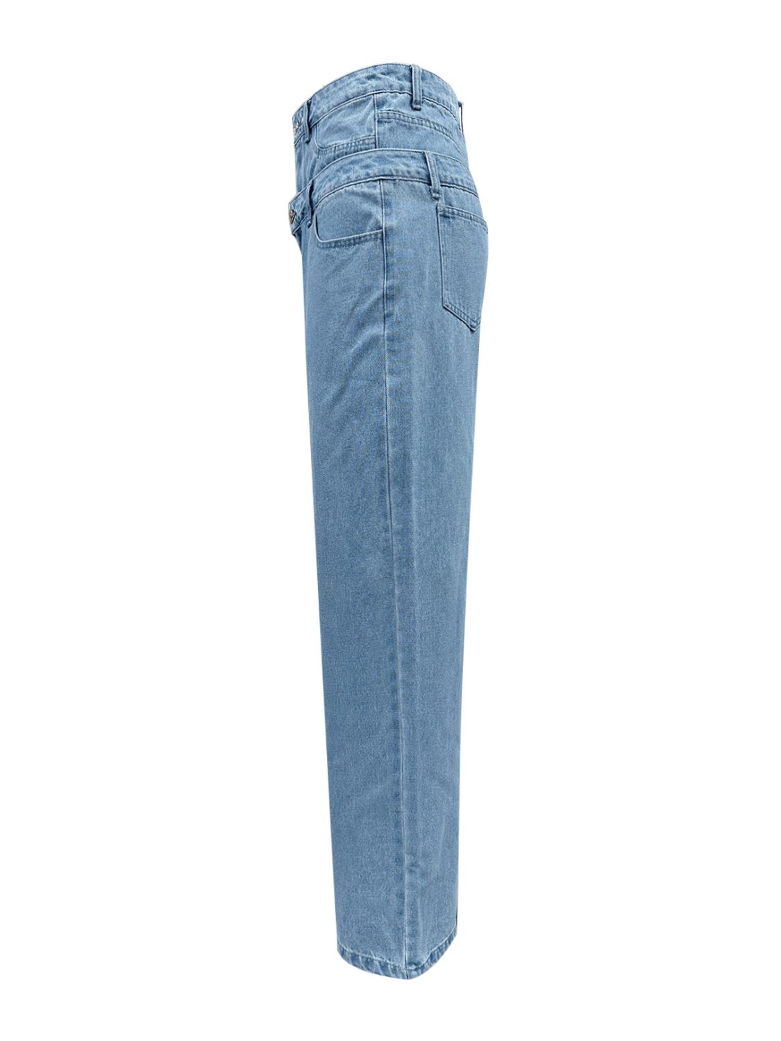 Faux Layered High Waist Jeans - felvior