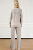 Ribbed V-Neck Top and Pants Lounge Set - felvior