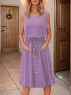 Full Size Round Neck Sleeveless Tank Dress Plus Size