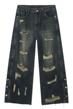 Men's Frayed Hem Distressed Wide Leg Jeans