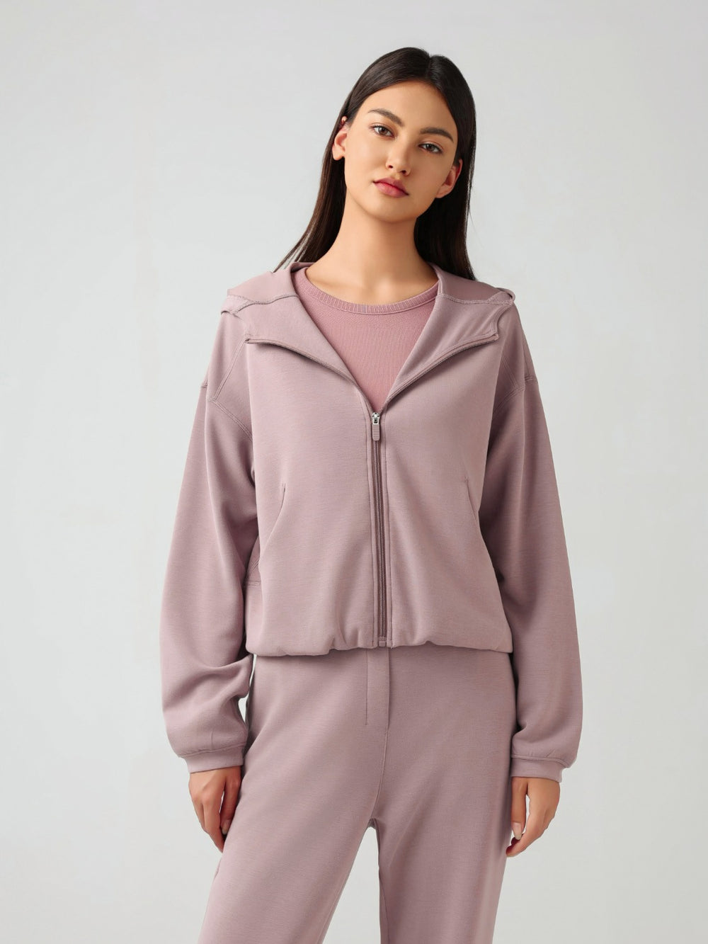 Millennia Zip Up Dropped Shouder Active Hooded