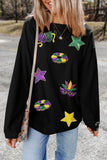 Sequin Round Neck Long Sleeve Sweatshirt - felvior