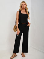 Square Neck Tank and Wide Leg Pants Set