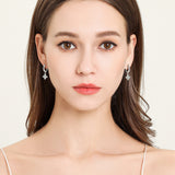 925 Sterling Silver Moissanite Hoop Drop Earrings - felvior