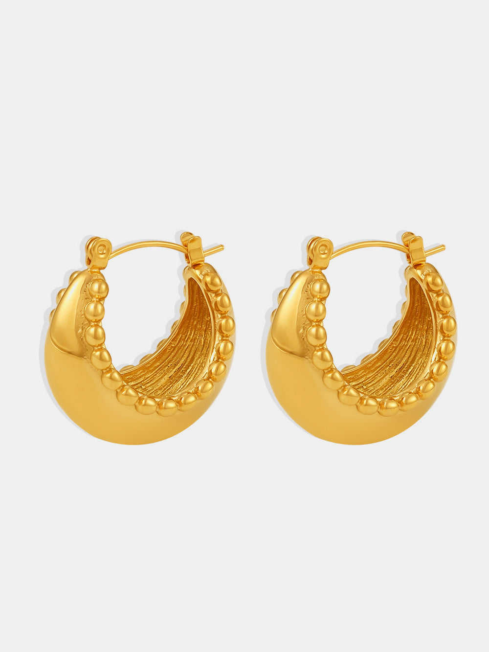 18K Gold-Plated Stainless Steel Huggie Earrings - felvior