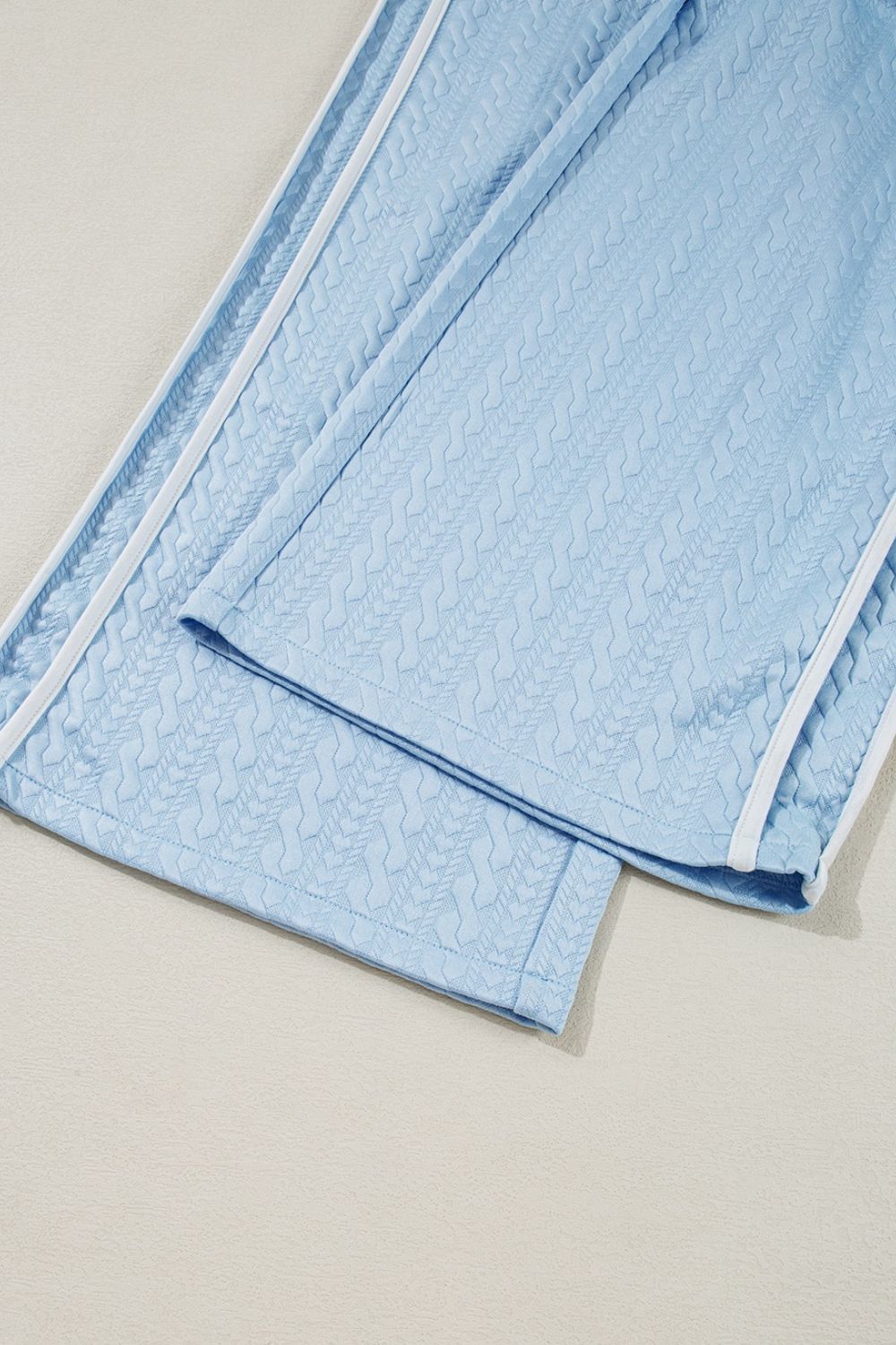 Textured Contrast Edge Top and High Waist Pants Set