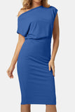Boat Neck Short Sleeve Knee-Length Dress - felvior