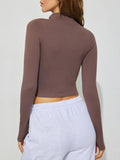 Zip Up Long Sleeve Active Outerwear - felvior
