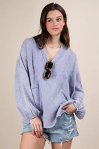 VERY J Plus Size Washed Cotton Gauze Oversized Top