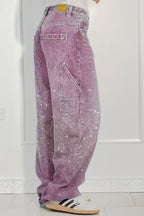Full Size Washed Rhinestone Detail Wide leg Jeans Plus Size