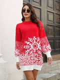Snowflake Pattern Sweater Dress - felvior
