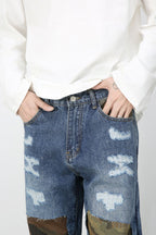 Men's Distressed Camouflage Jeans