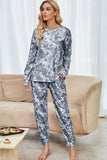 Shiny Tie-Dye Long Sleeve Top and Drawstring Joggers Lounge Set - felvior