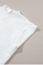 Textured Mock Neck Cap Sleeve Top