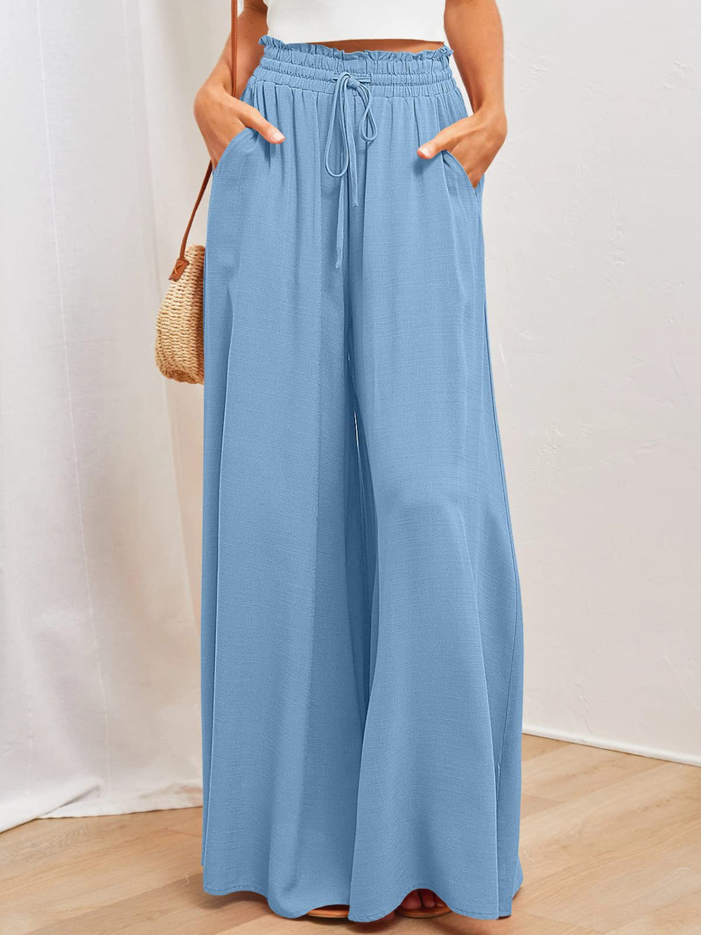 Wide Leg Pants with Pockets - felvior