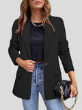 Lapel Collar Long Sleeve Blazer - felvior