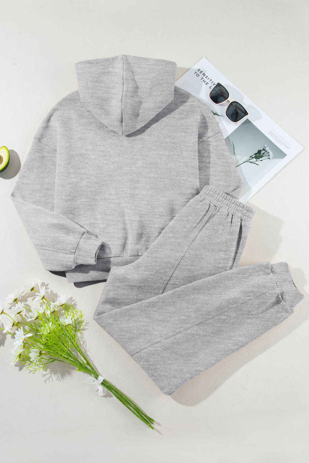 Dropped Shoulder Long Sleeve Hoodie and Pants Active Set - felvior