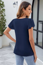 Frill Square Neck Flutter Sleeve Blouse