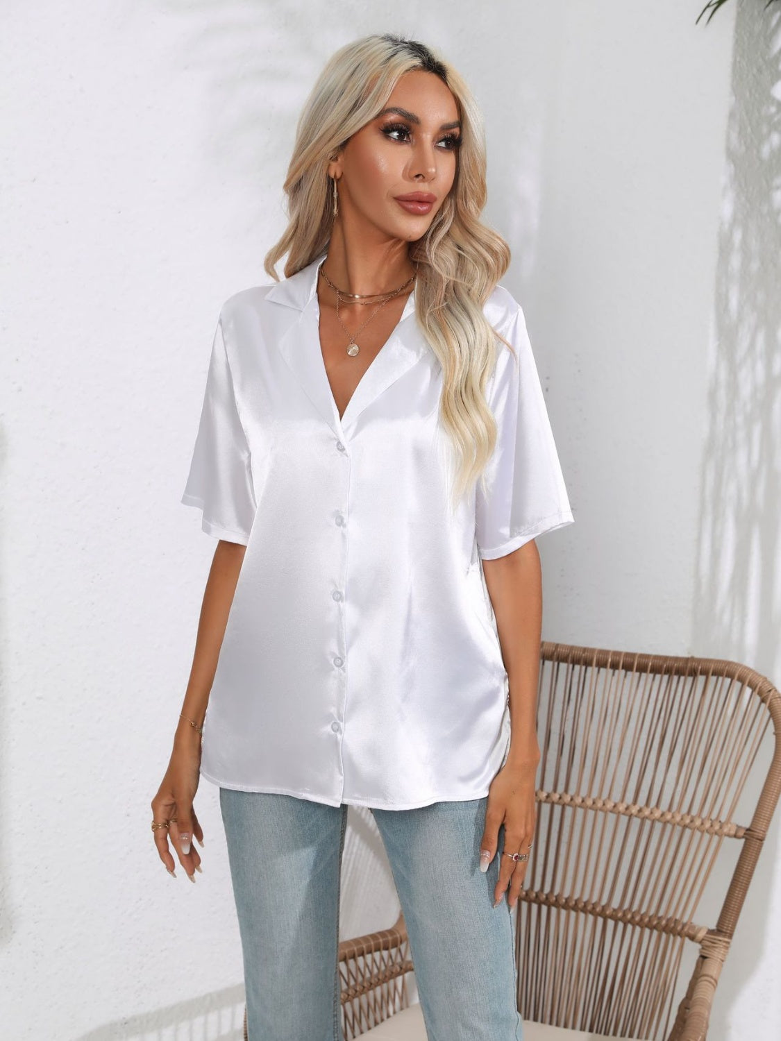 Button Down Short Sleeve Shirt - felvior