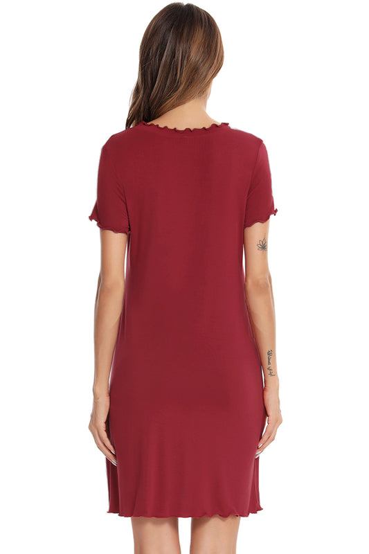 Round Neck Short Sleeve Lounge Dress - felvior