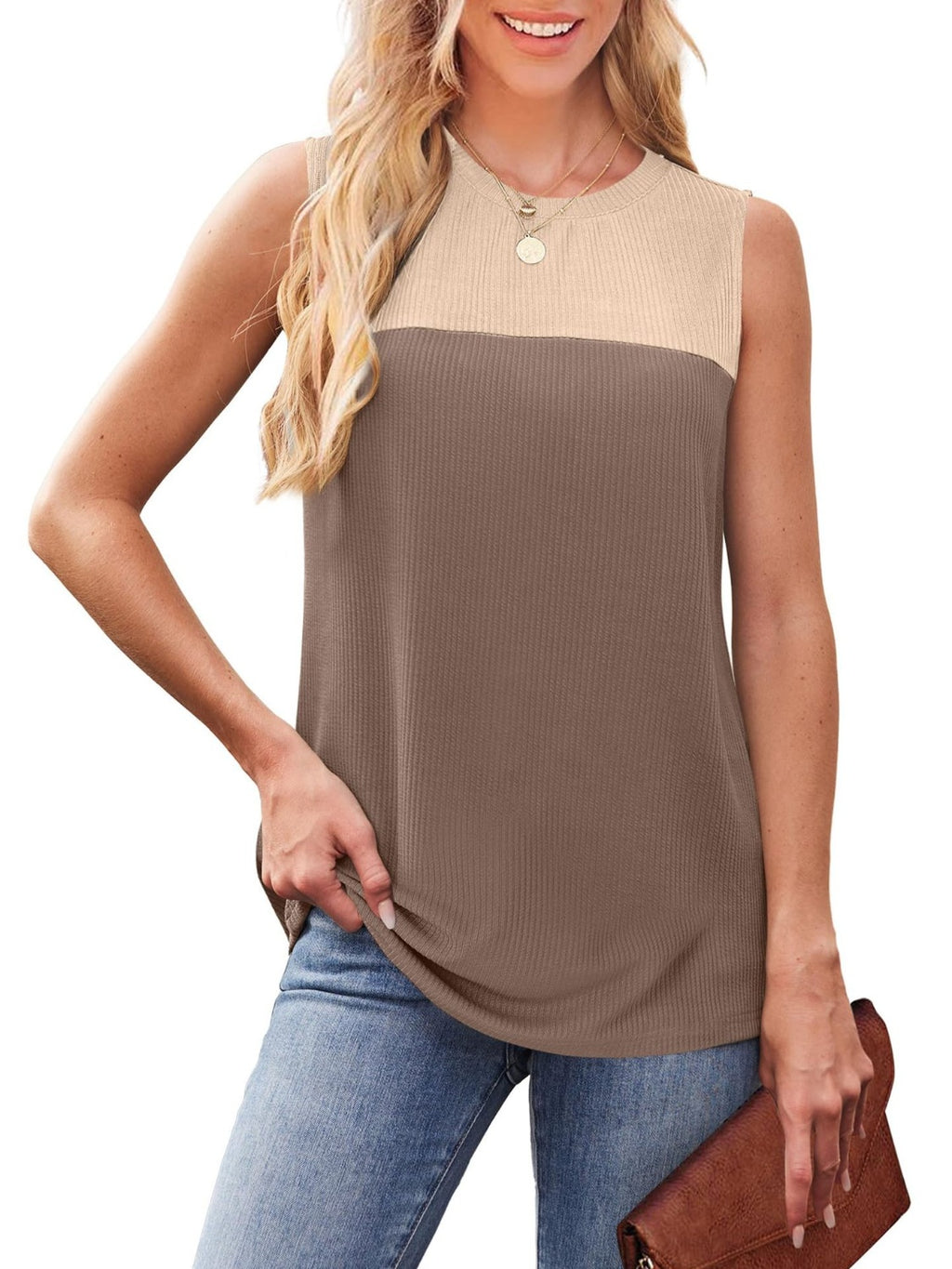 Color Block Round Neck Tank
