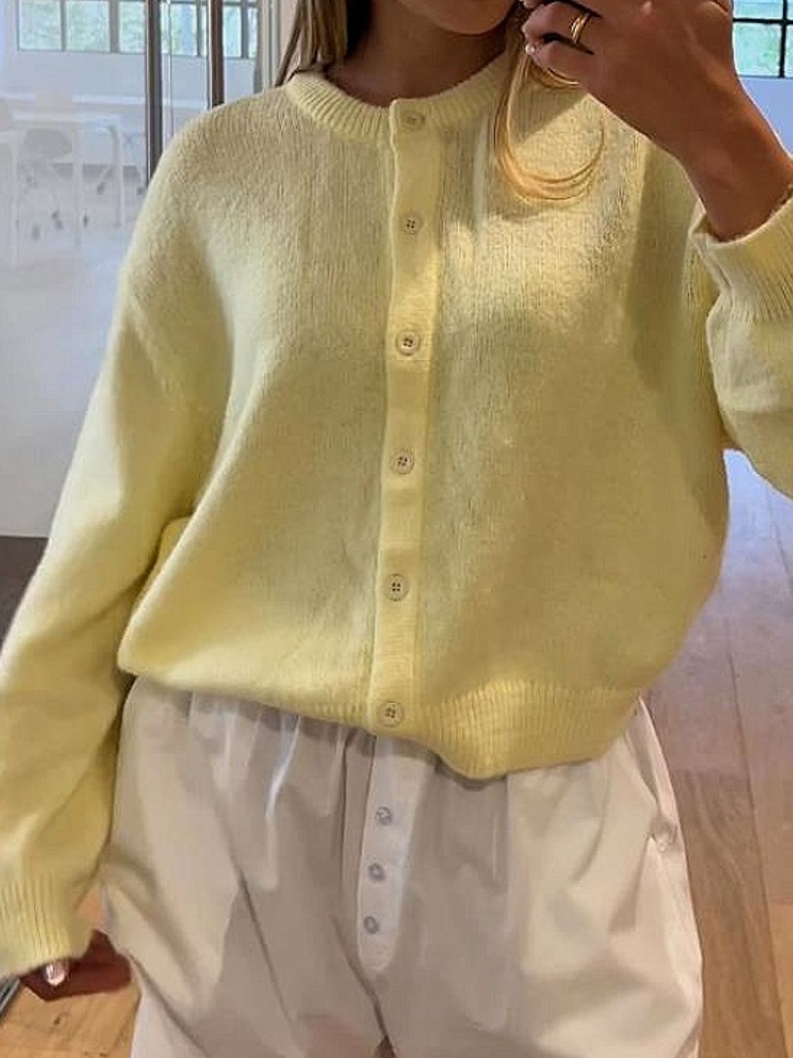 Button Down Long Sleeve Cardigan - felvior