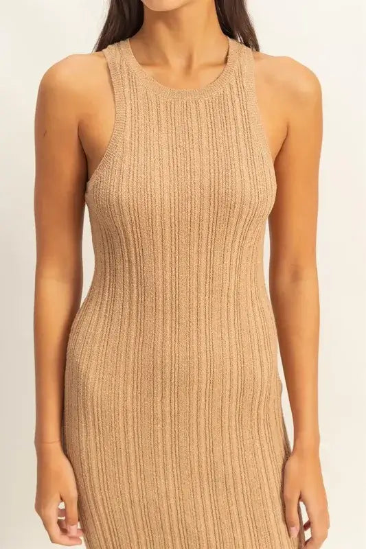 HYFVE Round Neck Bodycon Ribbed Knit Dress