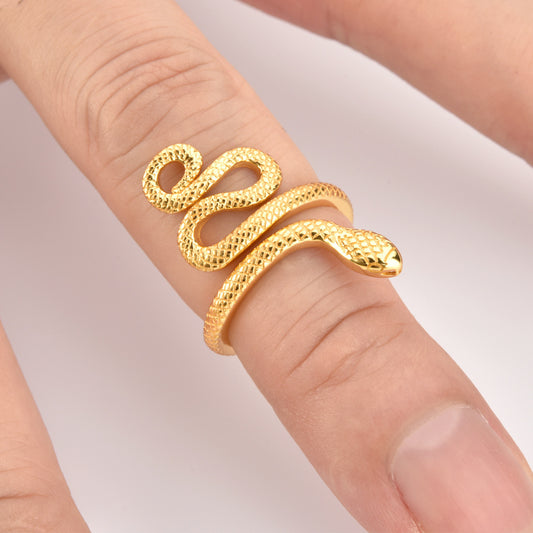 925 Sterling Silver Snake Shape Ring - felvior
