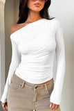 Single Shoulder Long Sleeve T-Shirt - felvior