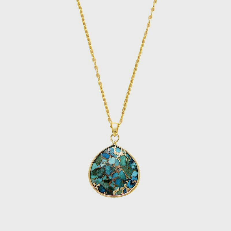 Turquoise Chain Pendant Necklace - felvior