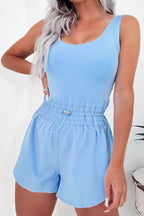 Drawstring Waist Scoop Neck Romper