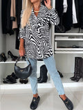 Animal Print Long Sleeve Blazer - felvior
