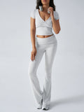 Devine Short Sleeve Top and Bootcut Legging Set - felvior