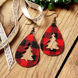 PU Leather Cutout Christmas Tree Earrings - felvior