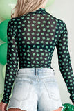 Lucky Clover Mock Neck Long Sleeve Bodysuit - felvior