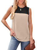 Color Block Round Neck Tank - felvior