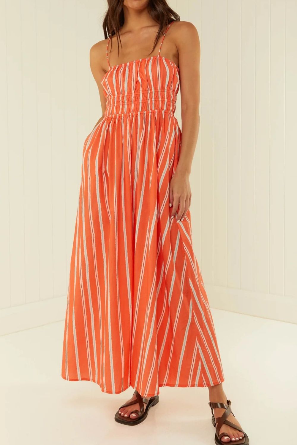 Striped Square Neck Cami Dress